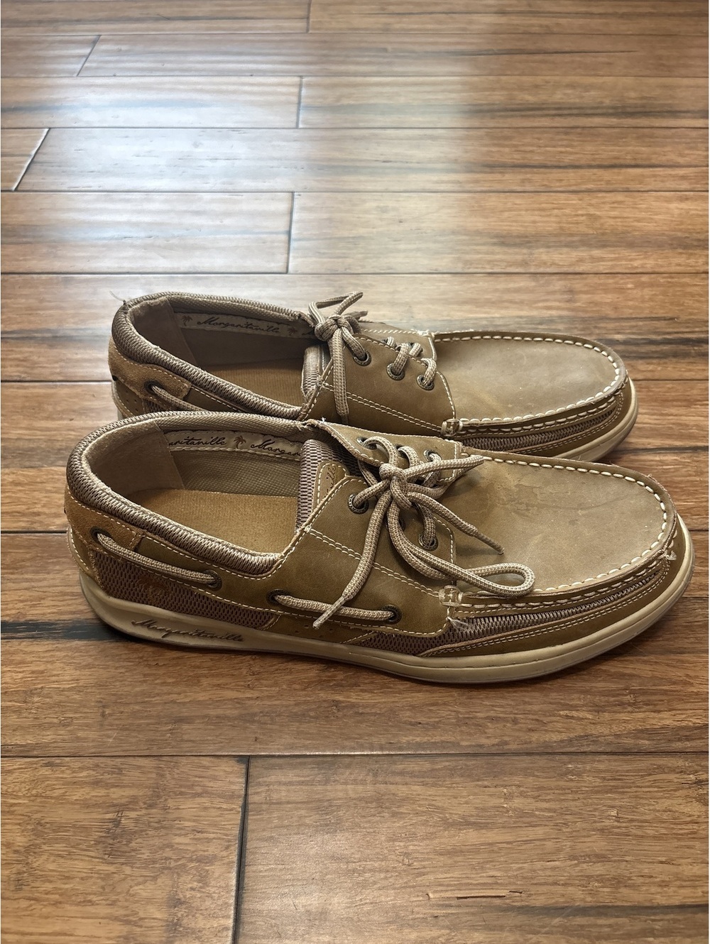 Margaritaville Men's Brown Leather Boat Shoes Size 12